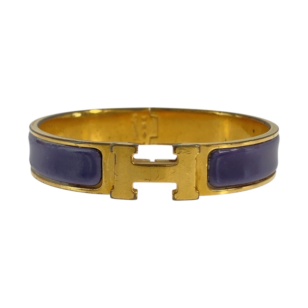 HERMES エルメス アネモネ クリックH パープル ゴールド金具 エナメル メタル/ バングル ブレスレット □E刻印 1-0292482 【中古】