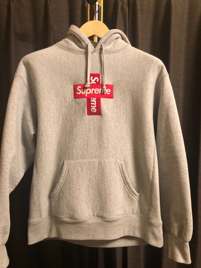 Supreme Cross Box Logo Hooded Sweatshirt "Grey"