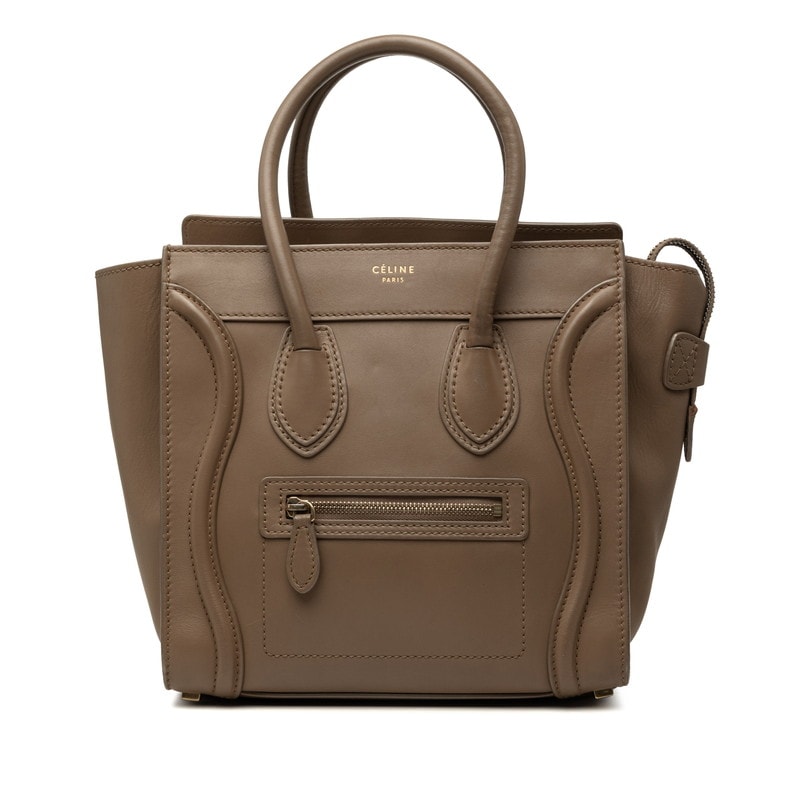 セリーヌ ラゲージ マイクロ ハンドバッグ ベージュ系 レザー レディース CELINE 【中古】
