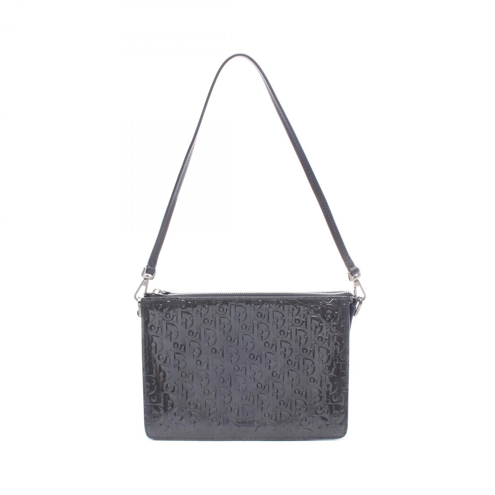 ディオール Dior トロッター ショルダーバッグ バッグ パテントレザー レザー レディース グレー系 / ブラック系 【中古】
