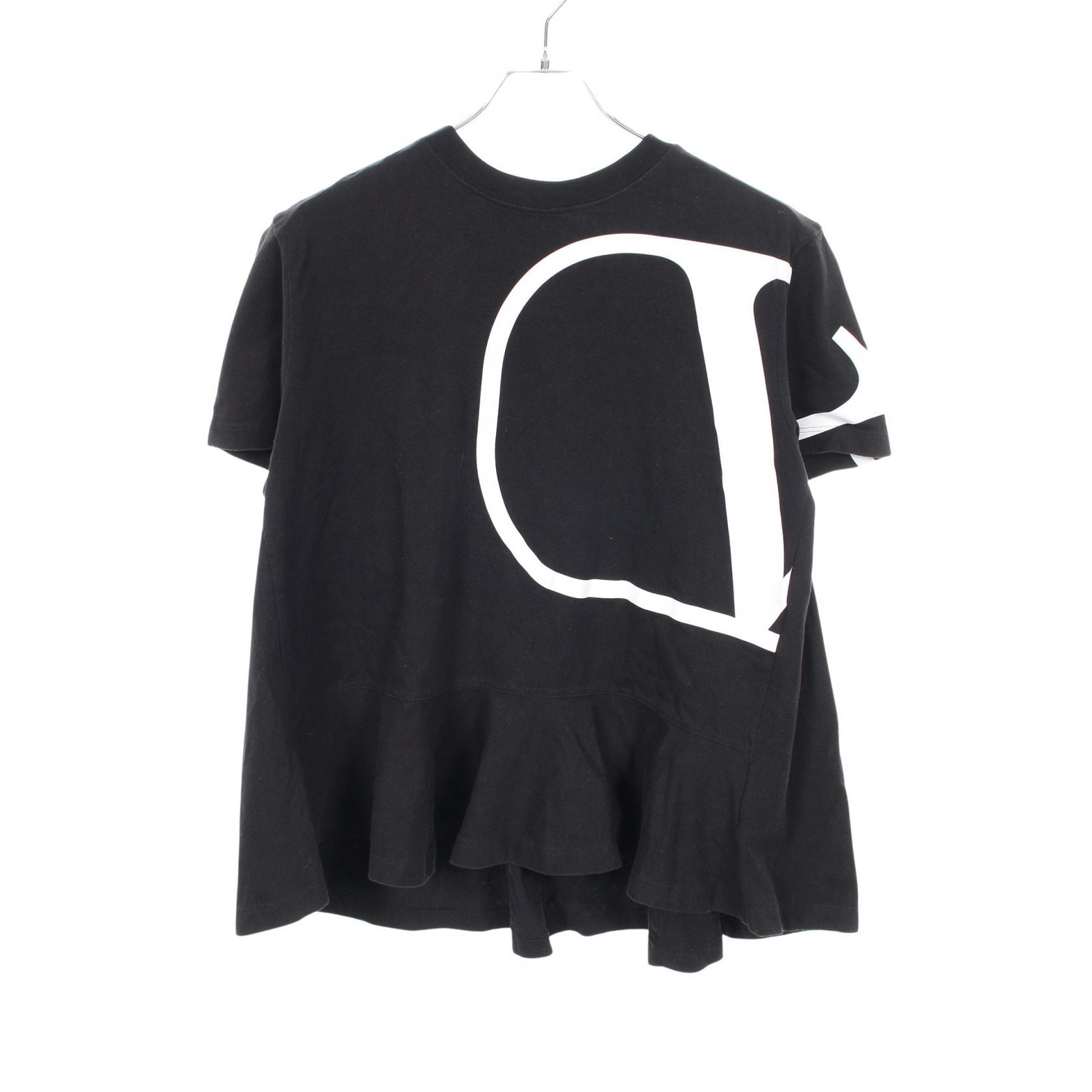 ヴァレンチノ Valentino Vロゴプリント 半袖Tシャツ 衣料品 トップス コットン レディース ブラック系 【中古】