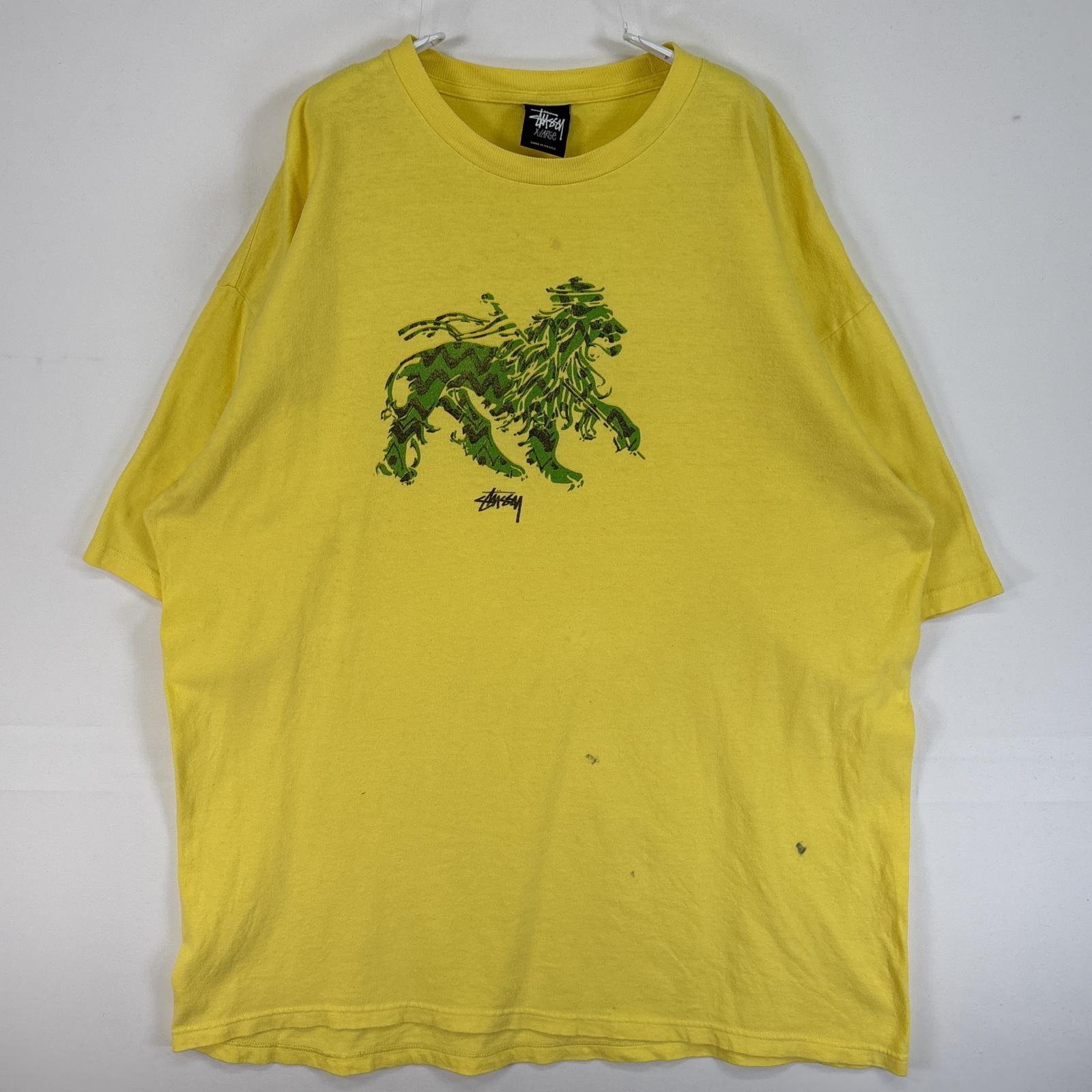 古着 ステューシー STUSSY 半袖Tシャツ プリント 大きいサイズ クルーネック XL  イエロー メンズ