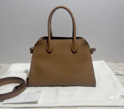The Row Soft Margaux 10 Bag in Leather "Dark Taupe"