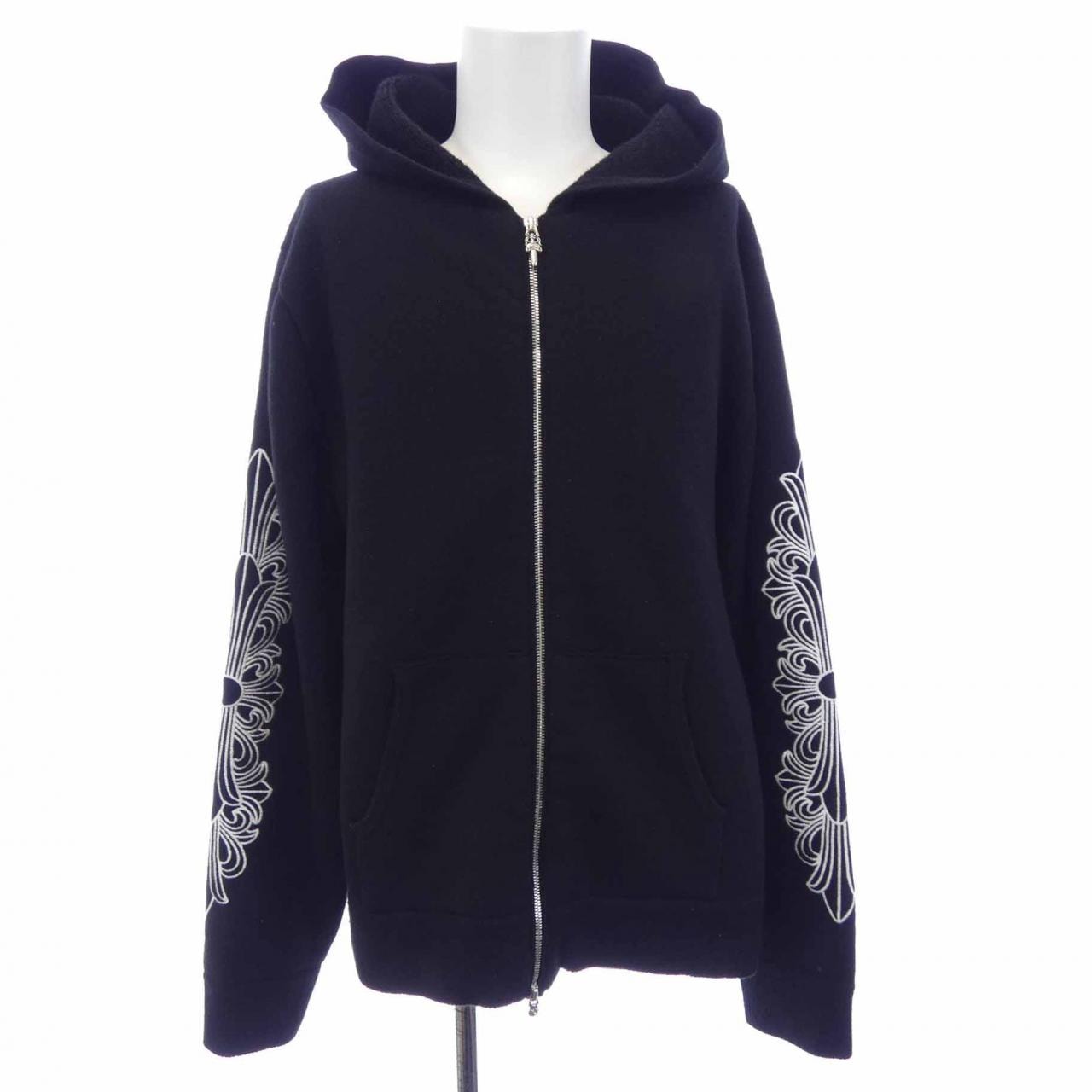 Chrome Hearts Cashmere Floral Cross Dagger & Cross Ball Zip Up Hoodie "Black"