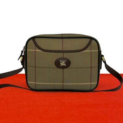 BURBERRY バーバリー シャドーホース ロゴ キャンバス レザー ショルダーバッグ カーキ
71238