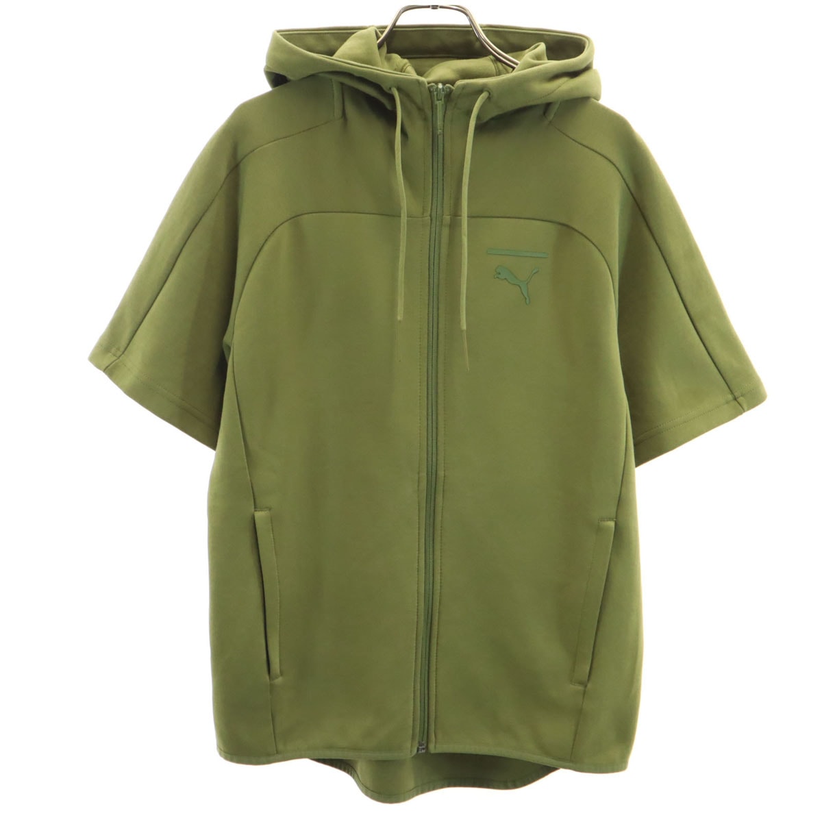 PUMA プーマ 半袖 ジップパーカー S カーキ