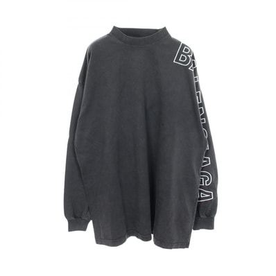 バレンシアガ BALENCIAGA ロゴ刺繍 長袖Tシャツ 衣料品 トップス コットン メンズ レディース グレー系 【中古】