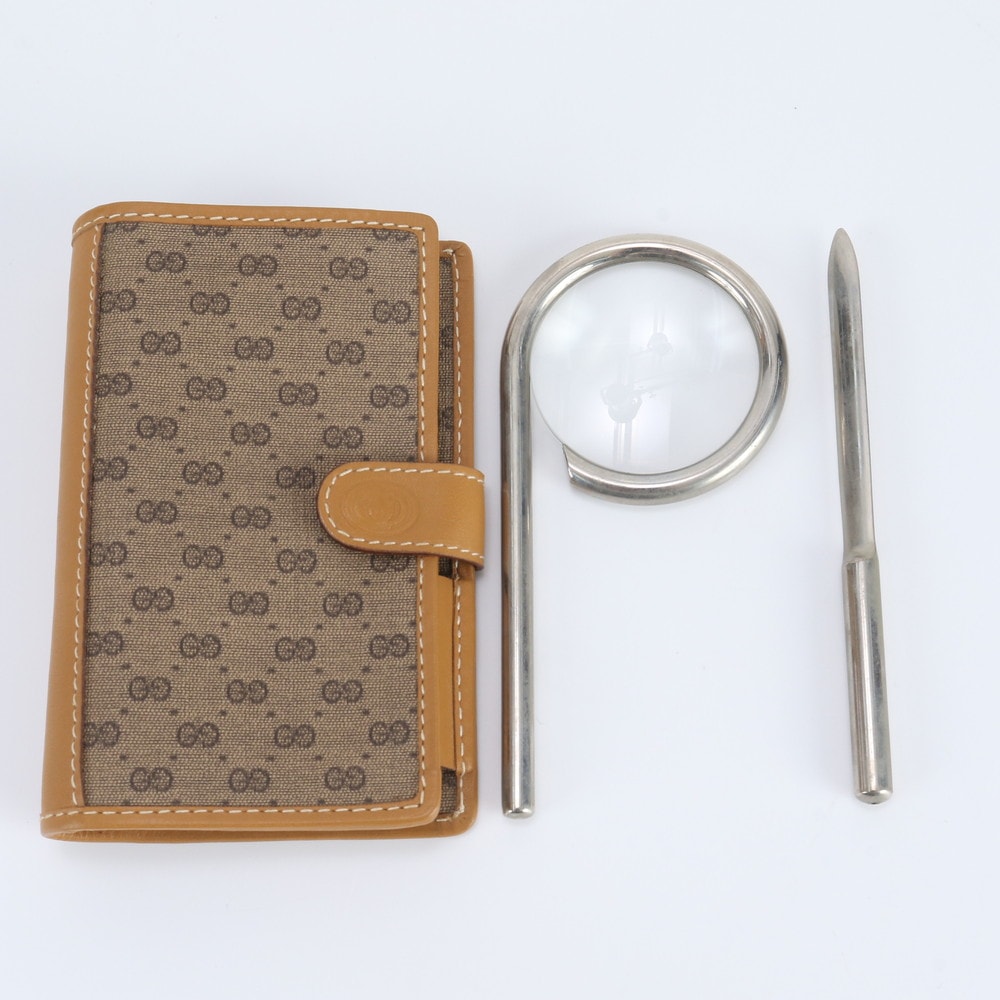 ■美品 グッチ GGキャンバスルーペ ペーパーナイフ セット ケース