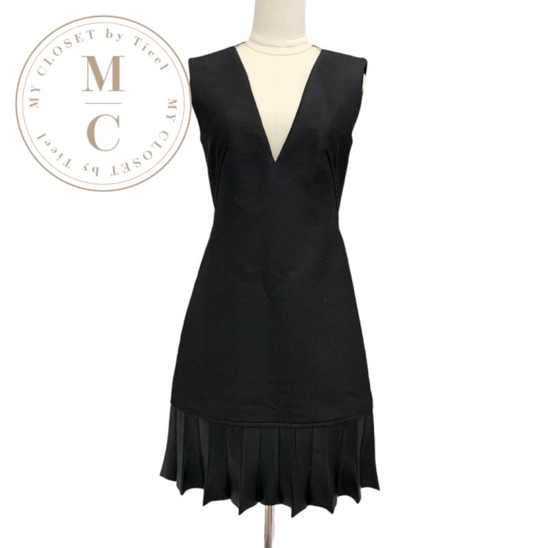 未使用  ルイヴィトン LOUIS VUITTON フィンフラウンスミカドドレス ワンピース ノースリーブ ナイロン ブラック