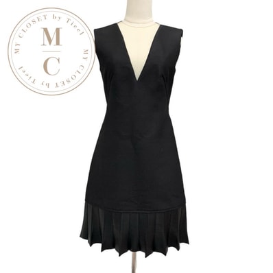 未使用 ルイヴィトン LOUIS VUITTON フィンフラウンスミカドドレス ワンピース ノースリーブ ナイロン ブラック