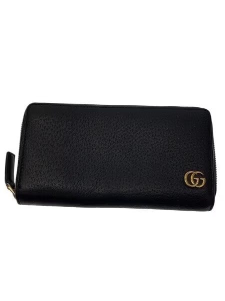 GUCCI GG Marmont Leather Zip Around Wallet "Black/Gold"