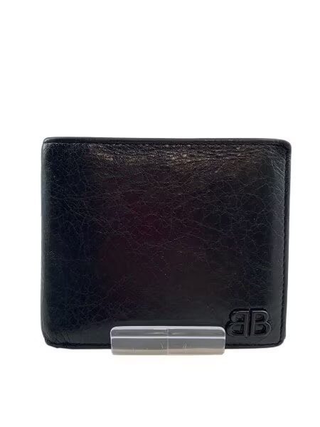 BALENCIAGA Monaco Square Folded Coin Wallet "Black"