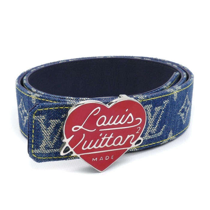 LOUIS VUITTON ルイ・ヴィトン × Nigo サンチュール LVハート ベルト ブルー M0465 BC3281 ユニセックス【中古】【美品】