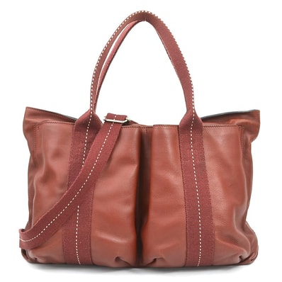 エルメス HERMES ハンドバッグ ショルダーバッグ キャラバンホリゾンタルMM ヴォーデルマ レッドブラウン ユニセックス【中古】 56353a