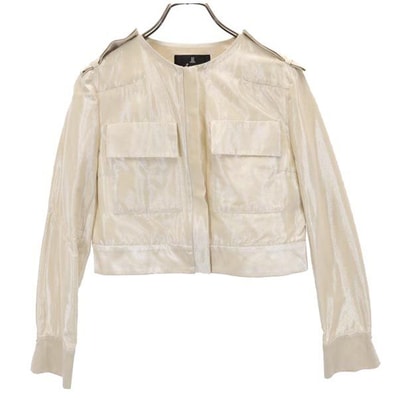 LANVIN ランバン 日本製 ノーカラージャケット 38 ベージュ系