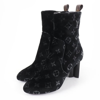 極美品 ルイヴィトン ショートブーツ シルエット・ライン ブラック 37.5