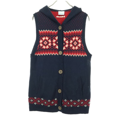 Columbia コロンビア 総柄 ノースリーブ ニットベスト M レッド