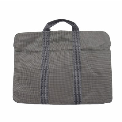 【6ge5425-k】エルメス ブリーフケース エールラインフラットビッグ ナイロン グレー シルバー金具【中古】メンズ レディース ユニセックス