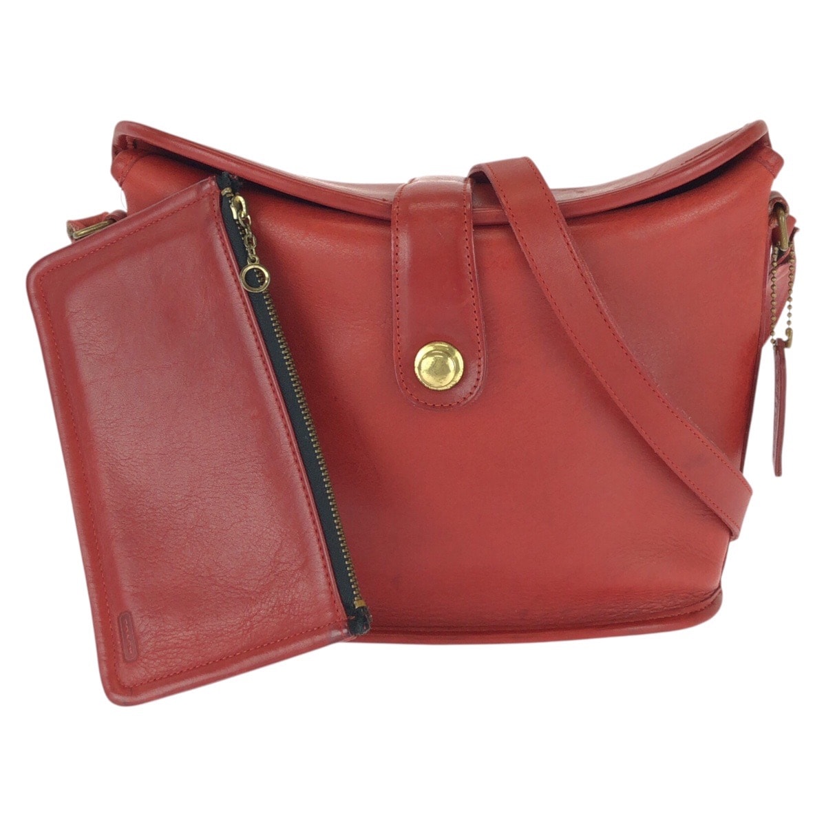 COACH コーチ ヴィンテージ オールドコーチ レッド ゴールド金具 レザー ショルダーバッグ 603568 【中古】