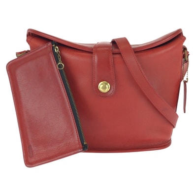COACH コーチ ヴィンテージ オールドコーチ レッド ゴールド金具 レザー ショルダーバッグ 603568 【中古】