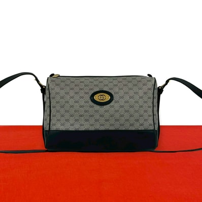 GUCCI グッチ マイクロGG ロゴ 金具 PVC レザー ショルダーバッグ ネイビー
19276