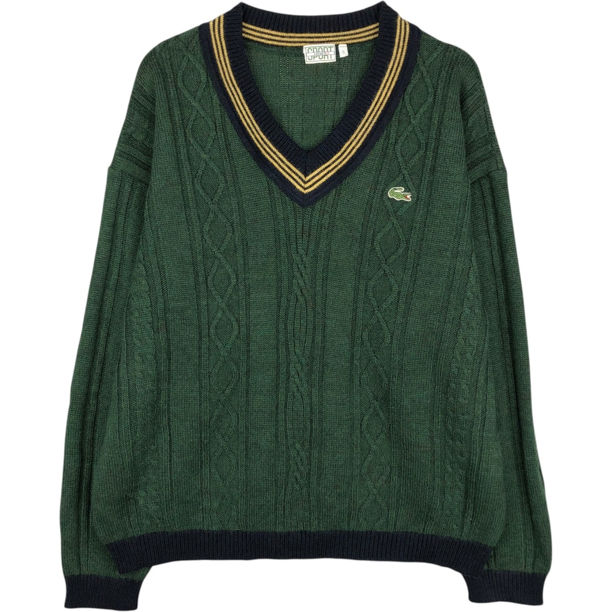 古着 ラコステ LACOSTE LACOSTE SPORT ケーブル編み Vネック アクリルニットセーター 5 メンズL相当/eaa627551