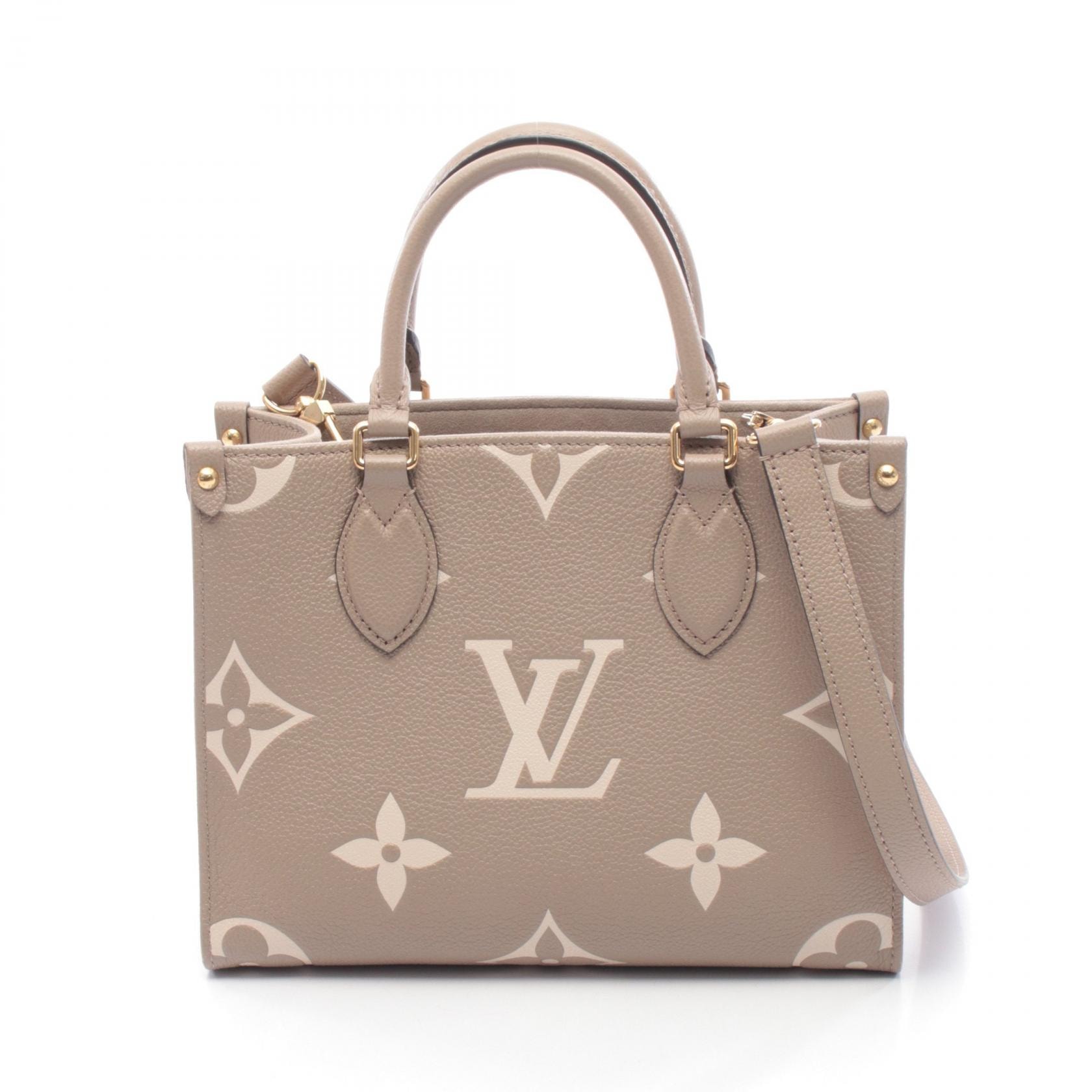ルイ・ヴィトン LOUIS VUITTON オンザゴーPM バイカラー ハンドバッグ バッグ レザー モノグラム・アンプラント トゥルトレールクレーム レディース ベージュ系 / アイボリー系 M45779 【中古】