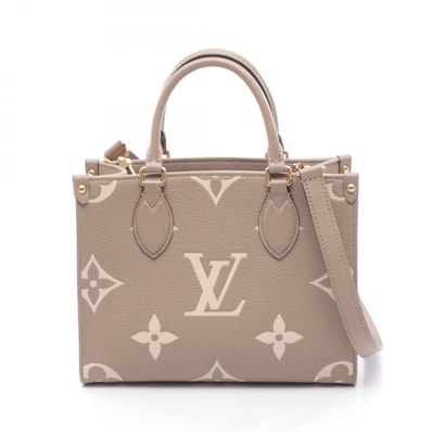 ルイ・ヴィトン LOUIS VUITTON オンザゴーPM バイカラー ハンドバッグ バッグ レザー モノグラム・アンプラント トゥルトレールクレーム レディース ベージュ系 / アイボリー系 M45779 【中古】