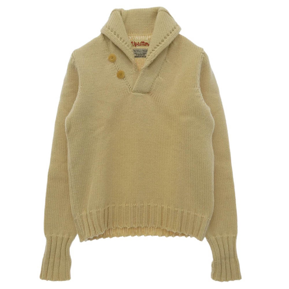 WACKO MARIA ワコマリア 13AW-KNT-23 ショールカラー ハーフボタン プルオーバー ニット オフホワイト系 S【中古】