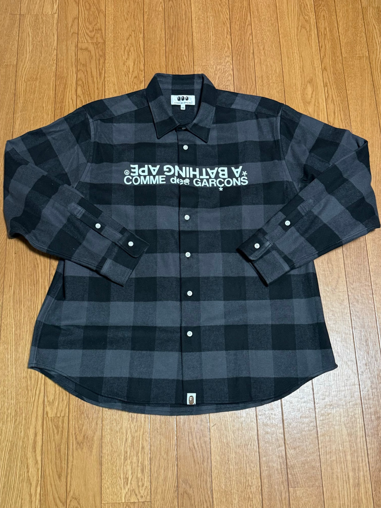 A BATHING APE x COMME des GARCONS OSAKA Block Check Shirt "Black"