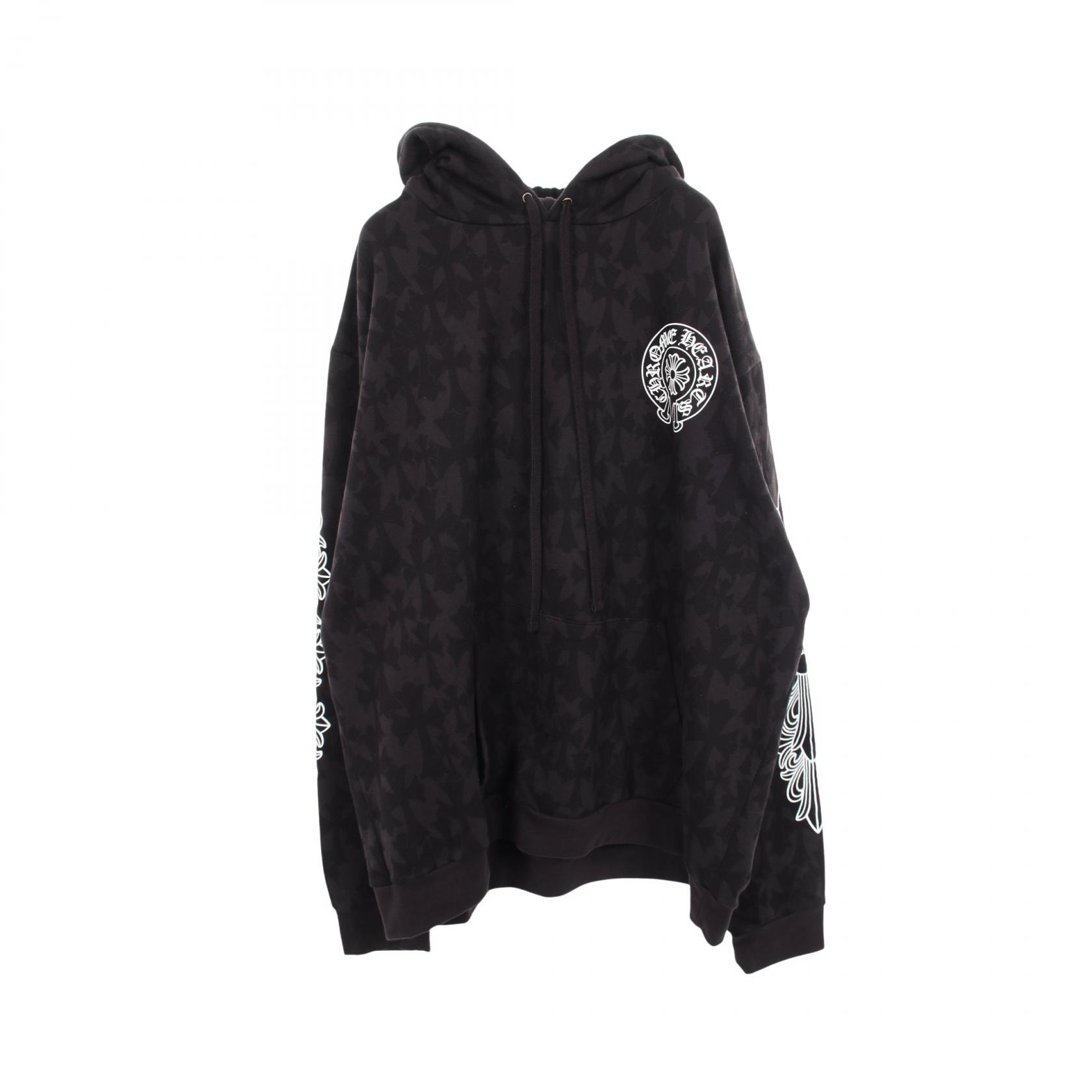 クロムハーツ CHROME HEARTS セメタリークロス 総柄 パーカー 衣料品 トップス コットン メンズ ブラック系 【中古】