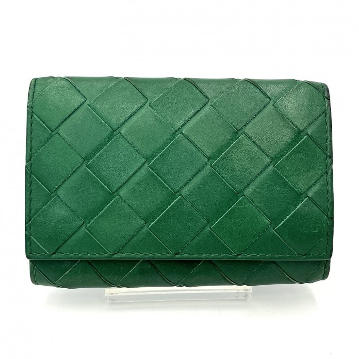 BOTTEGA VENETA(ボッテガヴェネタ)イントレチャート キーケース 6連 レザー グリーン シルバー金具 メンズ レディース ユニセックス【中古】