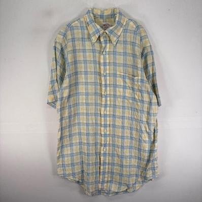 古着 ブルックスブラザーズ Brooks Brothers 半袖シャツ ボタンダウン M イエロー系 チェック メンズ