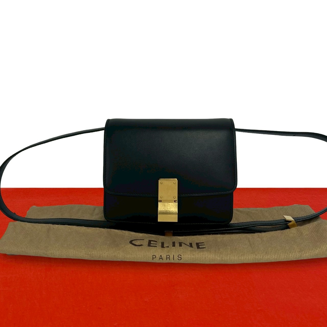 CELINE セリーヌ クラシックボックス レザー ショルダーバッグ ブラック
 363-2