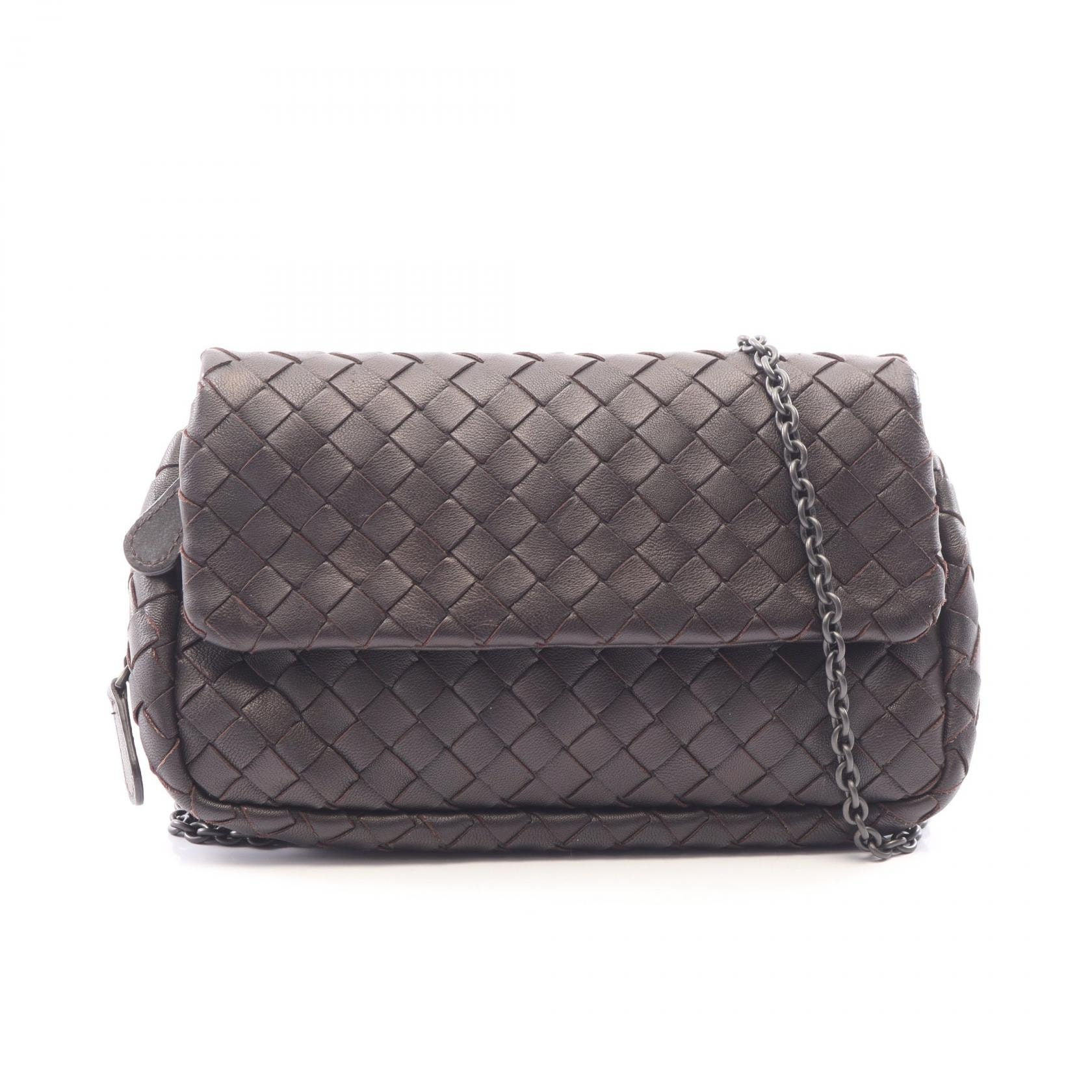 ボッテガヴェネタ BOTTEGA VENETA イントレチャート ショルダーバッグ バッグ レザー レディース ブラウン系 【中古】