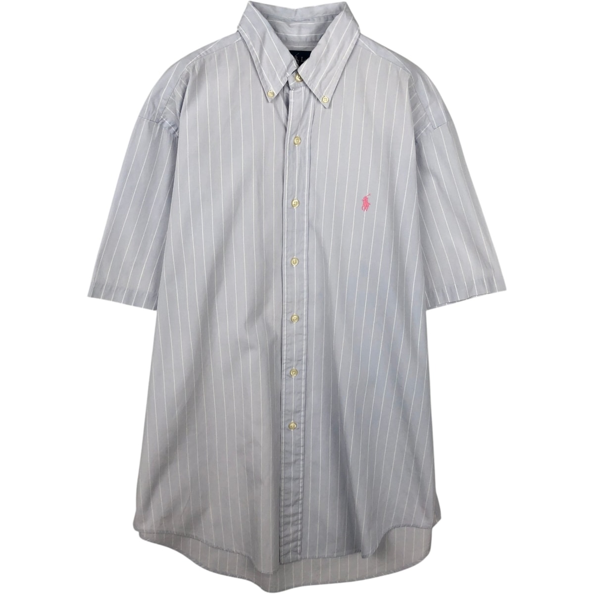 古着 ラルフローレン Ralph Lauren CLASSIC FIT 半袖 ボタンダウン ストライプシャツ メンズM相当/eaa644816
