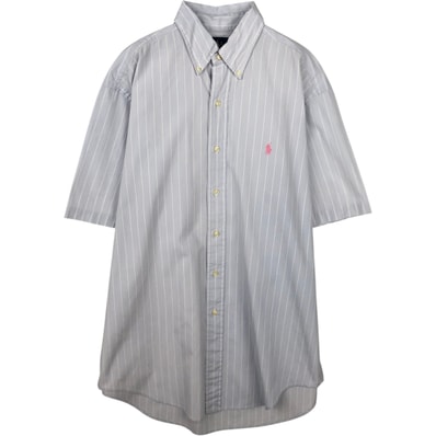 古着 ラルフローレン Ralph Lauren CLASSIC FIT 半袖 ボタンダウン ストライプシャツ メンズM相当/eaa644816
