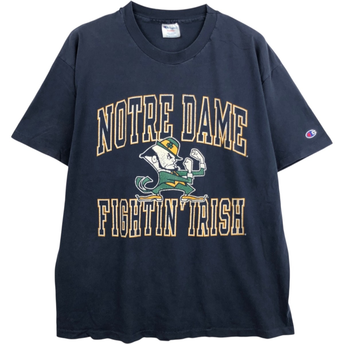 古着 90年代 チャンピオン Champion FIGHTIN' IRISH ノートルダム大学 ファイティングアイリッシュ 3連プリント カレッジTシャツ USA製 メンズXL相当 ヴィンテージ/eaa658203