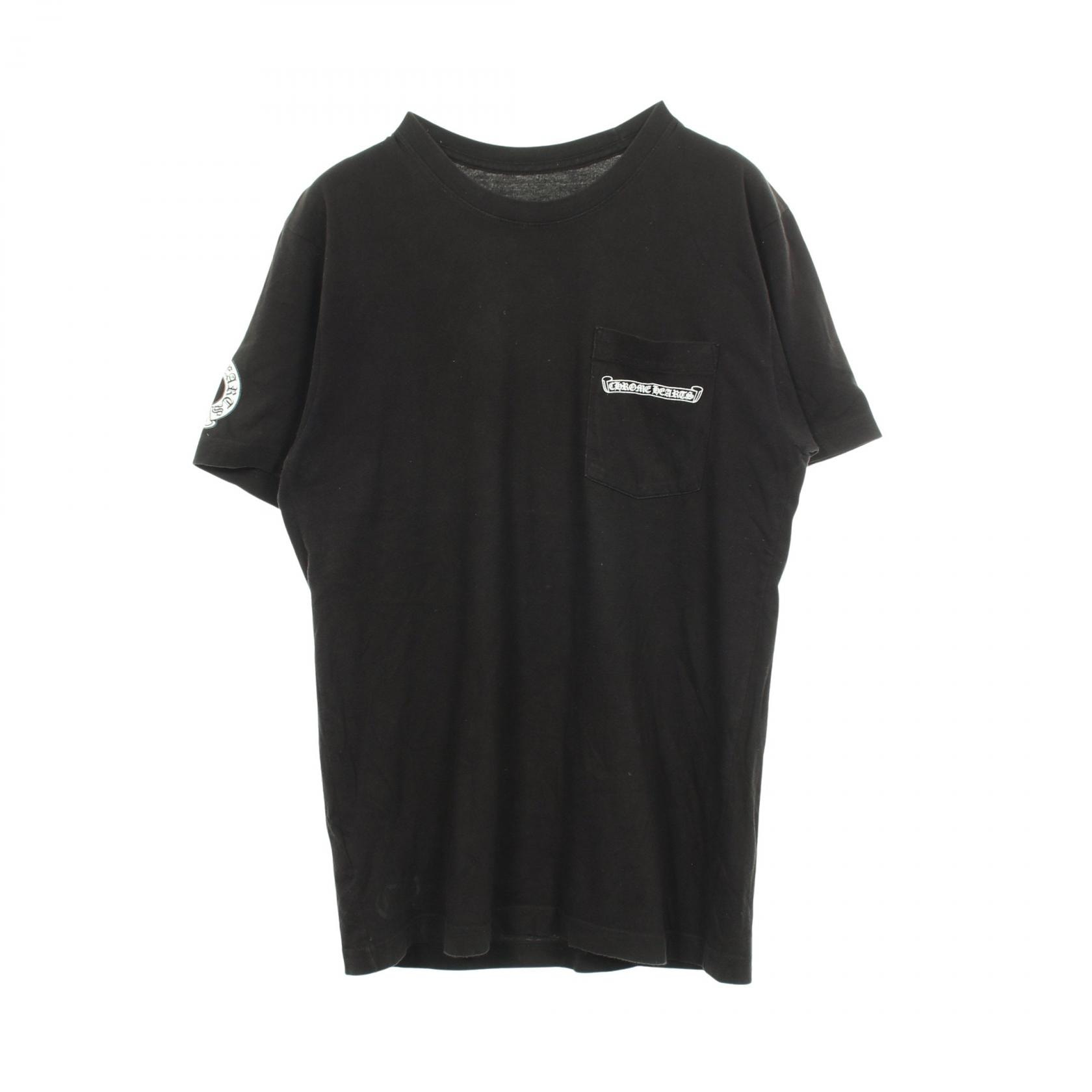 クロムハーツ CHROME HEARTS バックプリントフローラルクロス クルーネック 半袖Tシャツ 衣料品 トップス コットン メンズ ブラック系 【中古】