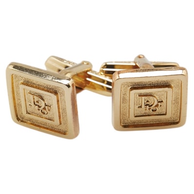 ディオール ロゴ カフス ゴールド メッキ レディース Dior 【中古】