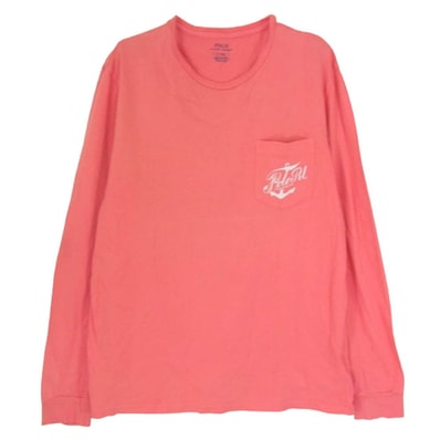 RALPH LAUREN ラルフローレン カットソー 5th RX バックプリント ロゴ ロング スリーブ カットソー ピンク系 M【中古】