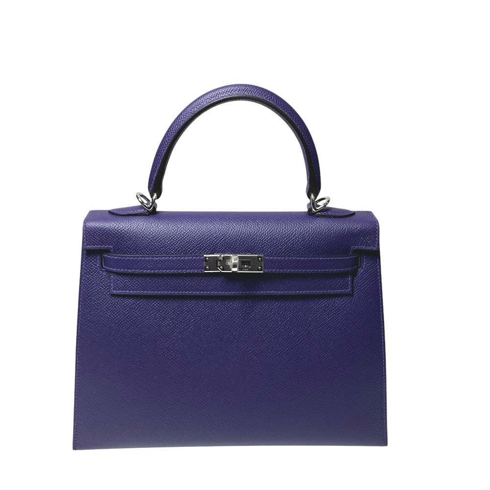 エルメス HERMES ケリー25 セリエ 外縫い ケリー 25 2WAY カバン バッグ ケリー ハンドバッグ エプソン G刻 SV金具 パープル 新品