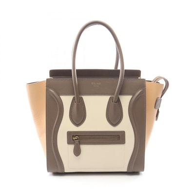 セリーヌ CELINE ラゲージ マイクロショッパー トートバッグ バッグ レザー レディース アイボリー系 / ベージュ系 / グレー系 【中古】
