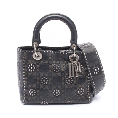 ディオール Dior LADY DIOR レディディオール 2WAY ハンドバッグ バッグ レザー レディース ブラック系 / カーキ系 【中古】