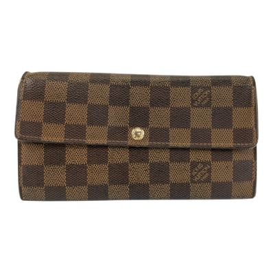 LOUIS VUITTON ルイヴィトン ダミエ ポルトフォイユ サラ ブラウン ゴールド金具 PVC 長財布 ロングウォレット 600168 【中古】