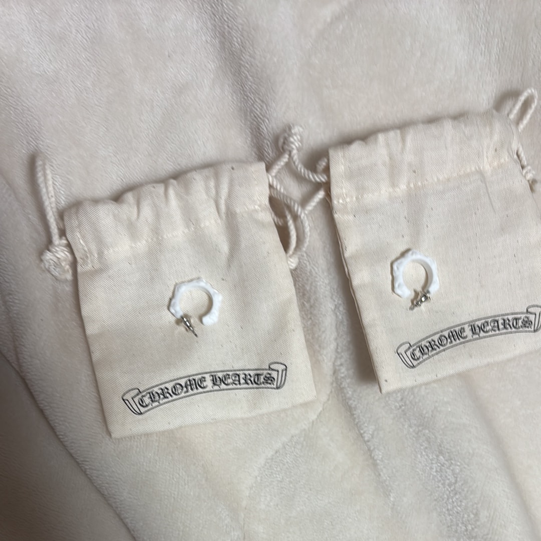 Chrome Hearts CH Cross Silicon Hoop Earrings "White"