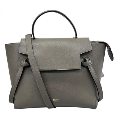 CELINE セリーヌ 2WAY ベルトバッグ ハンドバッグ ショルダーバッグ 斜め掛け カーフ グレー ゴールド金具 レディース【中古品】