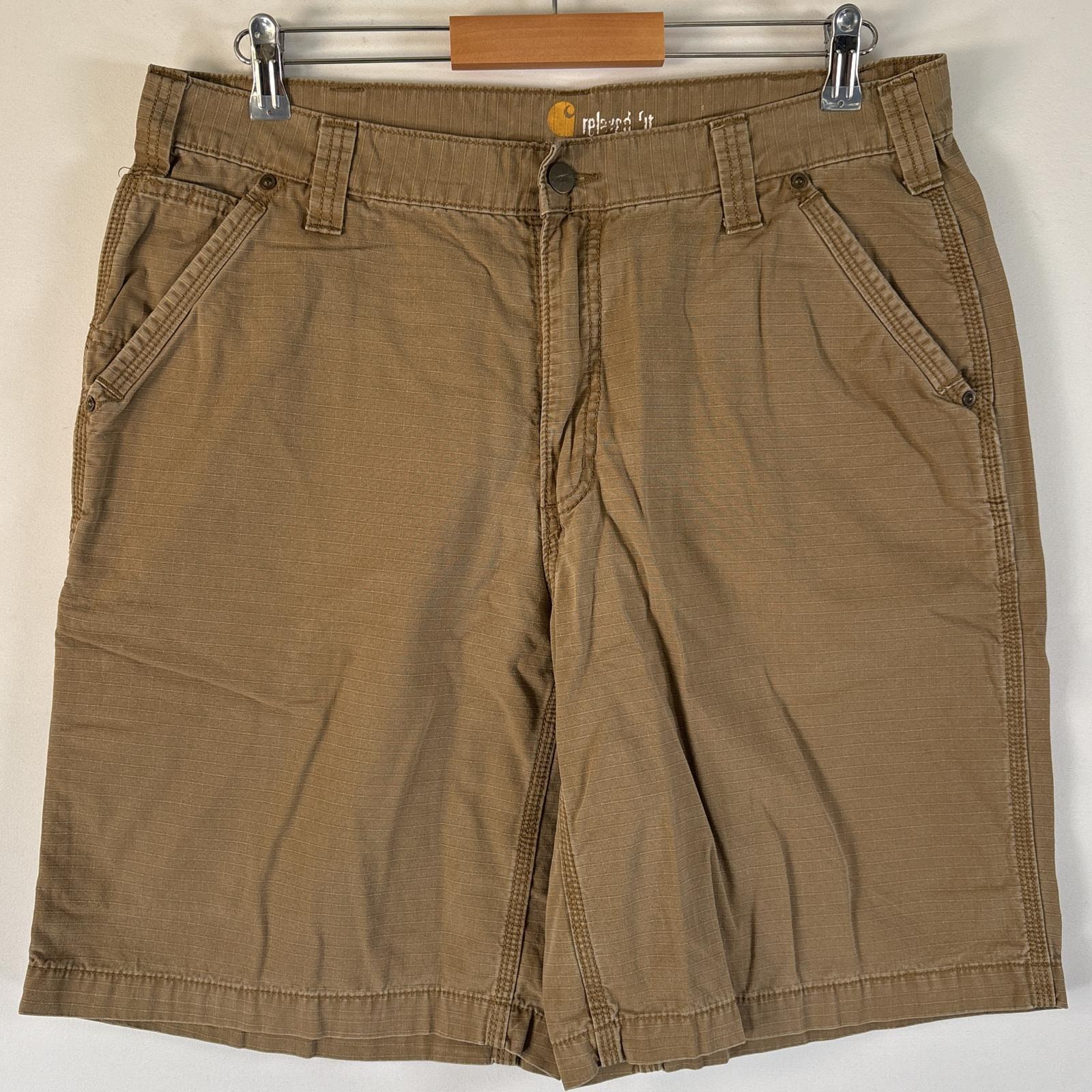 古着 カーハート Carhartt ショートパンツ 半ズボン ワーク リラックスフィット リップストップ w36 L10  ベージュ系 メンズ