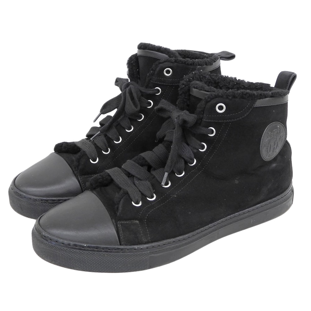 エルメス ジミー スウェード ムートン ハイカットスニーカー シューズ メンズ ブラック 27.0cm 42