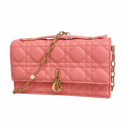 【6de6125】クリスチャンディオール ハンドバッグ カナージュ MY DIOR レザー ピンク シャンパンゴールド金具 2wayバッグ【中古】レディース